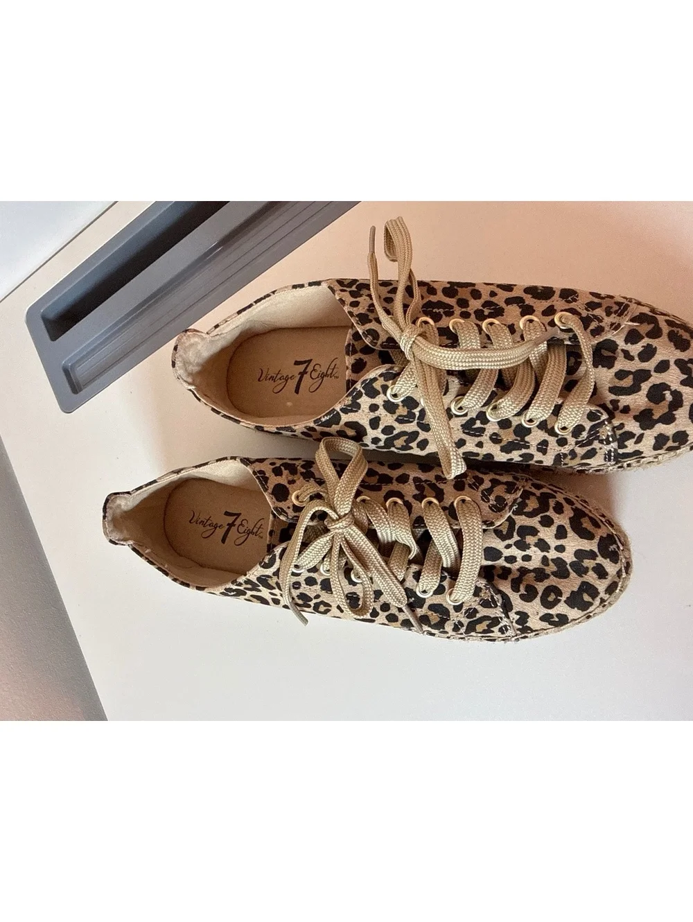 Vintage 7 Eight Leopard Print Espadrille Sneakers